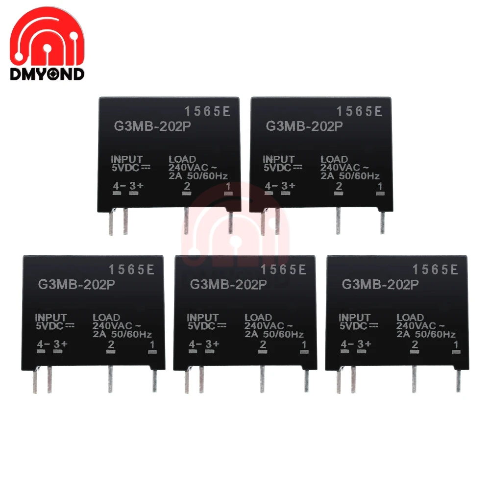 

5PCS DC-AC Relay Module For Arduino G3MB-202P G3MB 202P PCB SSR In 5V DC Out 240V AC 2A Solid State Relay Module Board