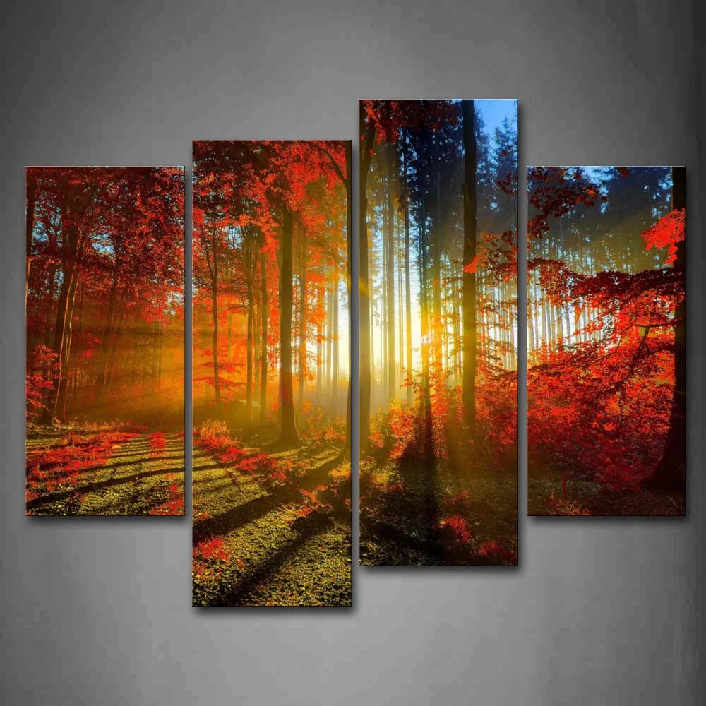 

Framed Wall Art Pictures Mud Road Forest Lines Canvas Print Landscape Modern Posters With Wooden Frames For Living Room