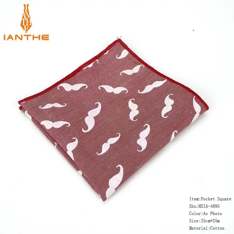 Абсолютно роскошный мужской платок усы цветочный принт Hankies хлопок Hanky бизнес карман квадратное полотенце для сундуков 25*25 см - Цвет: IA4895