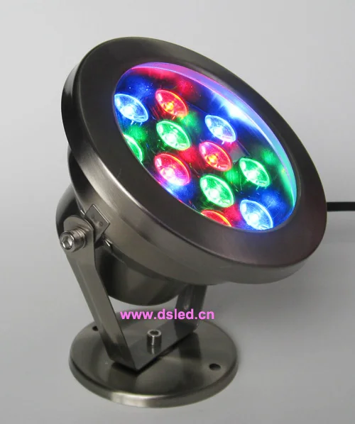 Светодиодный прожектор из нержавеющей стали RGB 12 Вт, подводный светодиодный прожектор, 12В постоянного напряжения, гарантия 2 года