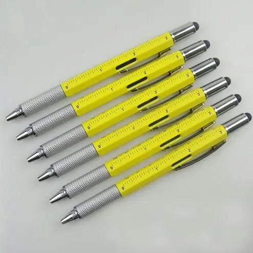 1 шт 7 цветов, современный дизайн шариковых ручек многофункциональный отвертка/ручной линейка/Сенсорный экран инструмент шариковых ручек - Цвет: Цвет: желтый