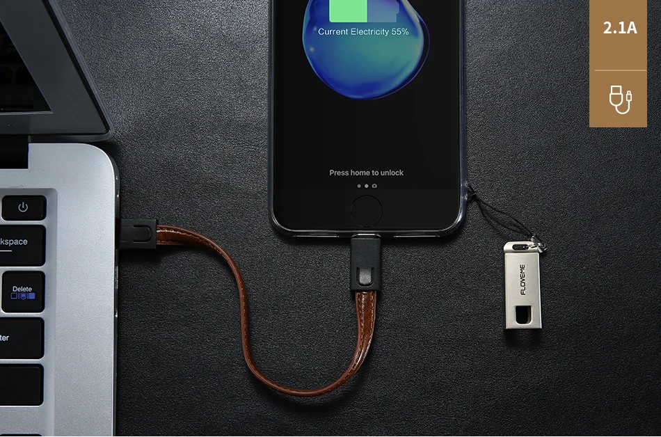 FLOVEME брелок USB кабель для iPhone 7 8 Plus X 10 из искусственной кожи зарядный кабель для iPhone 6 6S Plus 5 5S SE для Apple iPad Cabos