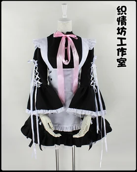 

New Arrival Princess Cosplay Costume Pink/Black Flare Sleeve Japan Maid COS Costumes Lolita Dress Housewife Sexy Party Dresses