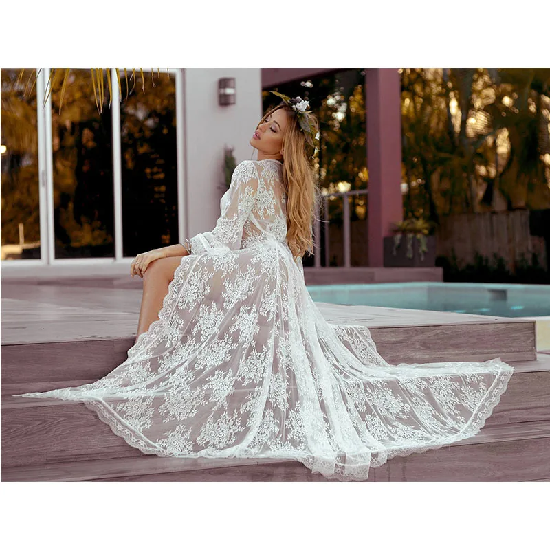 long white lace dress boho
