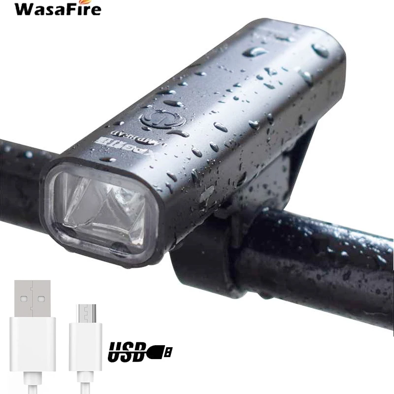 

WasaFire Bright 400 lumen bicycle Led light 85 degree floodlight Headlight USB Rechargeable Flashlight Torch Cycling front light