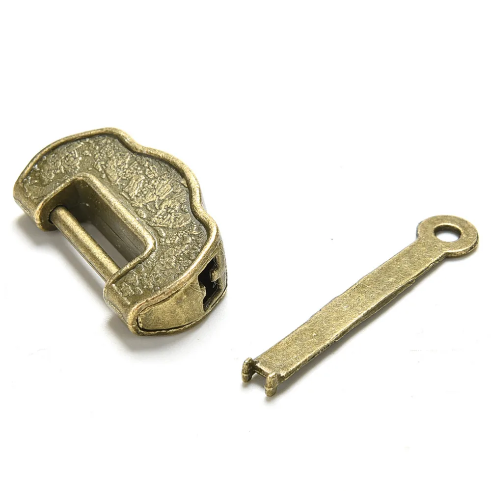 Archaistic Chinese Vintage Antique Old Style Lock/key Brass Carved  Padloc uh 