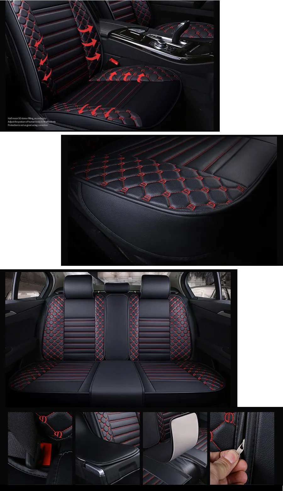 Lunda бренд вышивка 1 комплект универсальные автомобильные чехлы для сидений подходят для большинства автомобилей чехлы для интерьера аксессуары протектор автомобиля-Стайлинг Черный/Красный