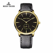 Reef Tiger/RT пара часов классический бренд кварцевые винтажные часы для мужчин Ультра тонкий дизайн желтого золота RGA820