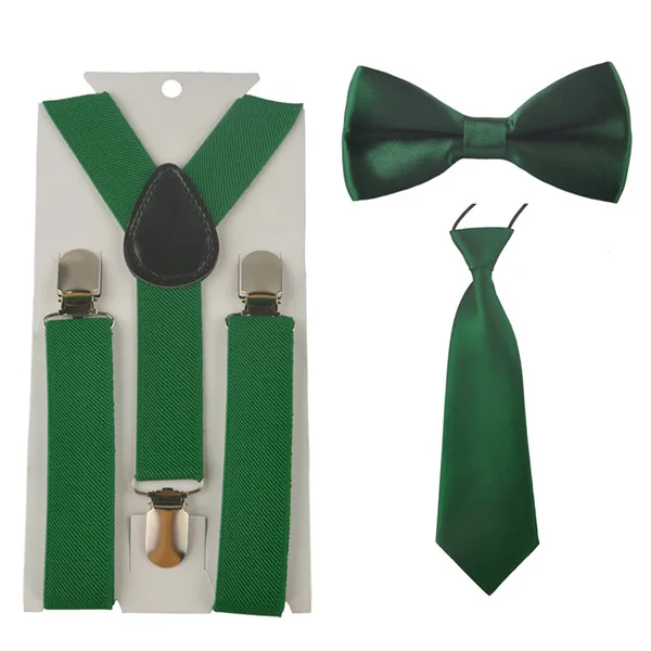Новинка года; Модный комплект для мальчиков и девочек с регулируемой эластичной резинкой на спине; комплект с подтяжками для малышей; галстук-бабочка; Свадебный галстук; HHtr0001 - Цвет: Dark Green