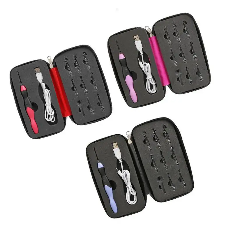 9 в 1 светящиеся крючки вязальные Вязание иглы USB Перезаряжаемый светодиодный вязальные инструменты DIY вязание свитер Швейные аксессуары