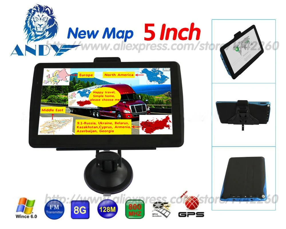 Оригинальная 5 дюймовая gps навигация CPU800 FM DDR128M 8 ГБ русский \ Чешский Иврит