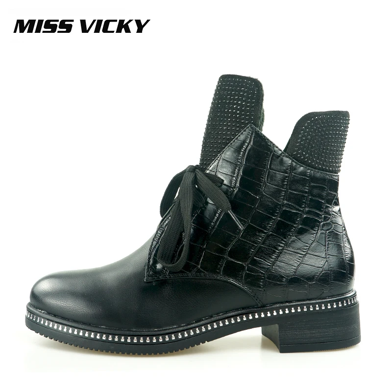 верхний MISS VICKY Chelsea Boots Новые повседневные ботинки на шнуровке
Martin Ботильоны с круглым носком женские сапоги онлайн