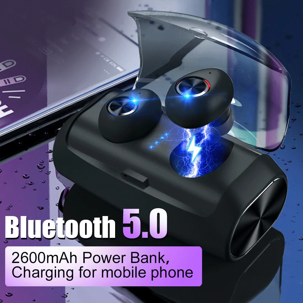 

True Wireless Bluetooth earphones Stereo Noise Cancelling Earbuds earphone Bluetooth 5.0 with charging box