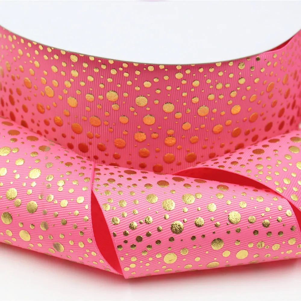 

OOOT BAORJCT 17328-17,3" 75mm hot gold dot sparkle color glitter ribbon 5ys,DIY handmade materials,wedding gift wrap accessories