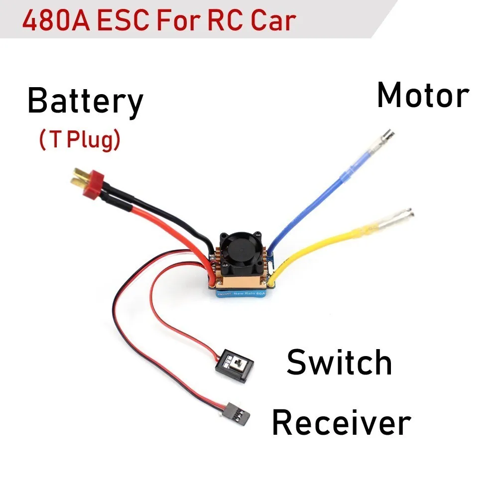 Контроллер скорости ESC 480A с водонепроницаемым матовым корпусом 5 В/2 а BEC для