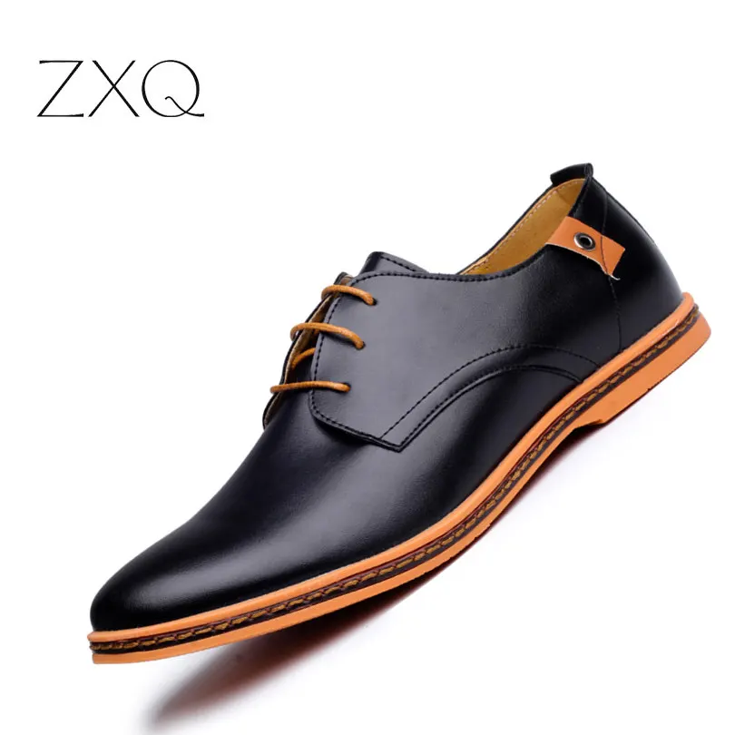 2015 Leather Casual Men Shoes Fashion Men Sneakers Round Toe Comfortable Office Men Dress Shoes