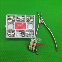 100 шт полный набор стоматологических матричных секционных контурных металлических матриц No.1.398+ 2 кольца+ 40 силиконовых дополнительных клиньев