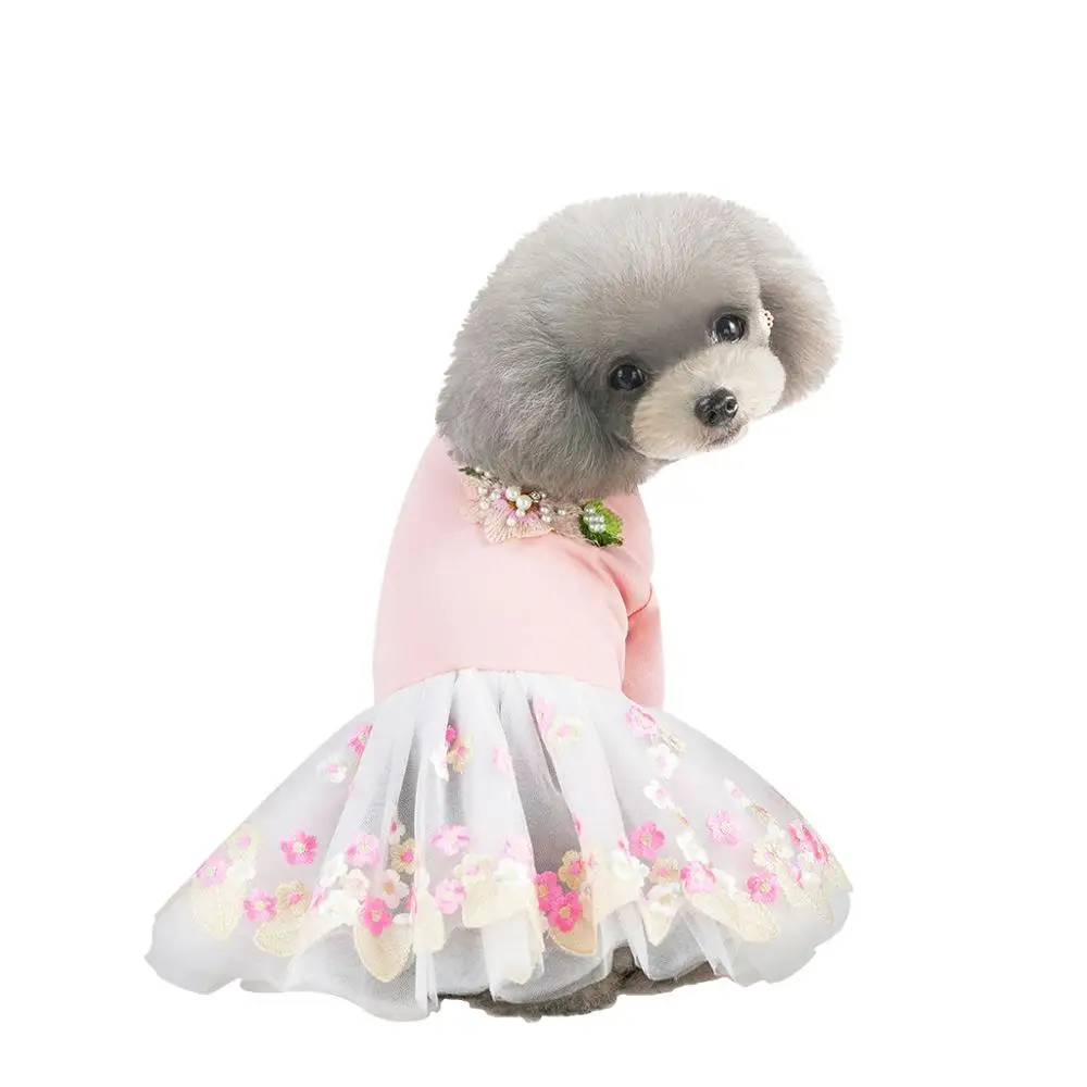 Симпатичная Цветочная лента, одежда для собак, удобная рубашка без рукавов для собак, костюм для животного, сарафан, вечерние платья принцессы, маленькая юбка для собак, Outfit4lp - Цвет: pet dress