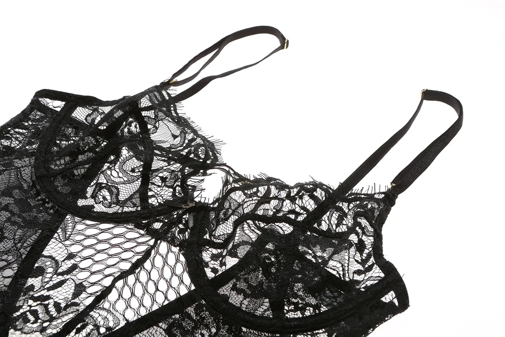Ysandrenne женские боди комбинезон ресниц вид сетки кружева TEDDIES сексуальное женское белье, набор, пуш-ап, бюстгальтер без косточек, с низким вырезом на спине, боди, рубашка