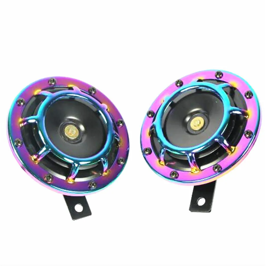 

2 Pcs Colorful Super Loud Compact Electric Blast Tone Hella Horn For CAR TRUCK Motro Universal