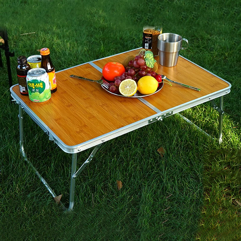 

Portable Folding Table Aluminum Laptop Fold Desk Multi-function Picnic Table Bamboo Camping Outdoor Furniture Computer Desk Bed