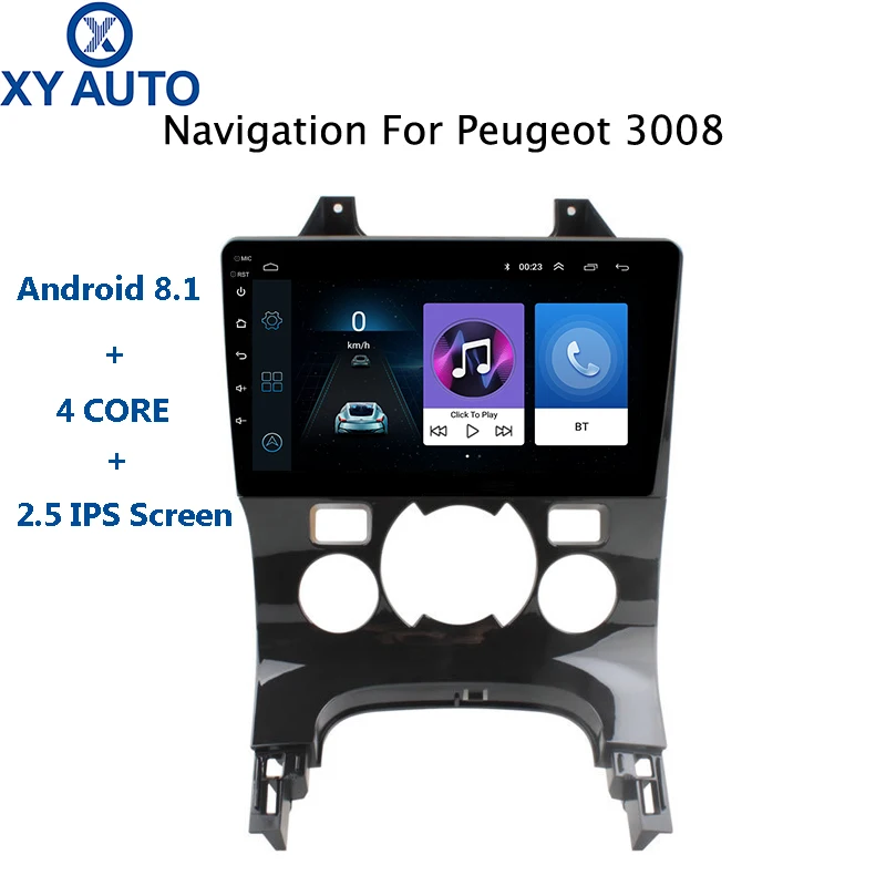 Cheap 9 inch 2.5D IPS Tempered HD multi-touch screen Android 8.1 NAVI for Peugeot 3008 2009-2015 Automatic AC with BT USB WIFI  SWC 0