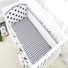 Дышащий комплект постельного белья для новорожденных мальчиков и девочек, 7 шт./компл., набор постельных принадлежностей, безопасная для кожи простыня для детской кроватки, подушка с наполнением