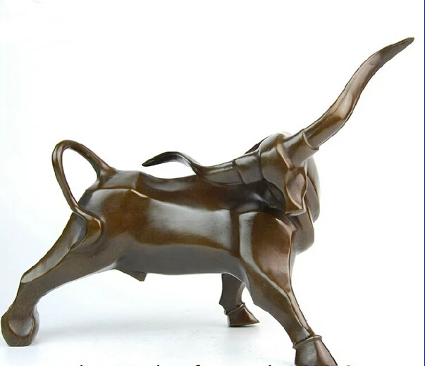 

007941 China Red Copper Sculpture Decoration Abstract Carved Ox Bull Cattle Cow Statue
