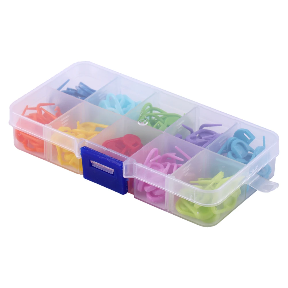 100pcs/lot Mix Color Mini Kniting Holder Needle Clip Craft Crochet Locking Plastic Mark Hook WYQ