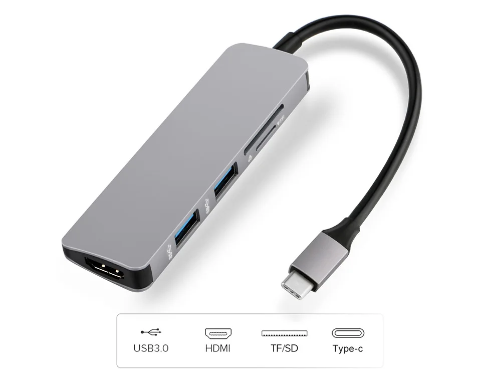 5 в 1 USB C концентратор USB-C к HDMI Micro SD/TF кард-ридер адаптер для MacBook samsung Galaxy S9/S8 huawei P20 Pro type C