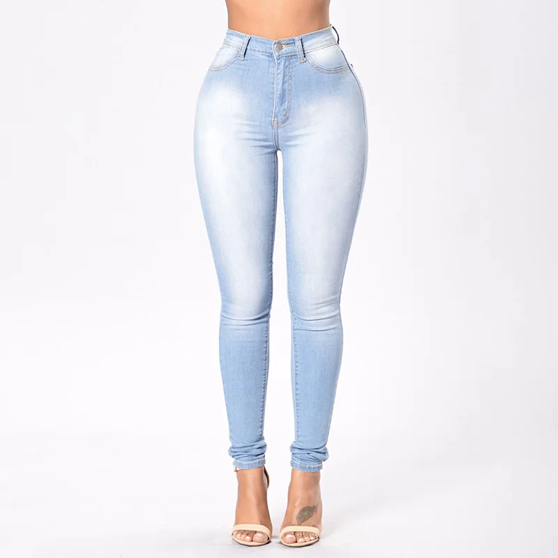 Solid Skinny Jeans Woman High Waist Vintage Denim Pants Plus Size Push Up Trousers Bodycon Slim Pencil Pants
