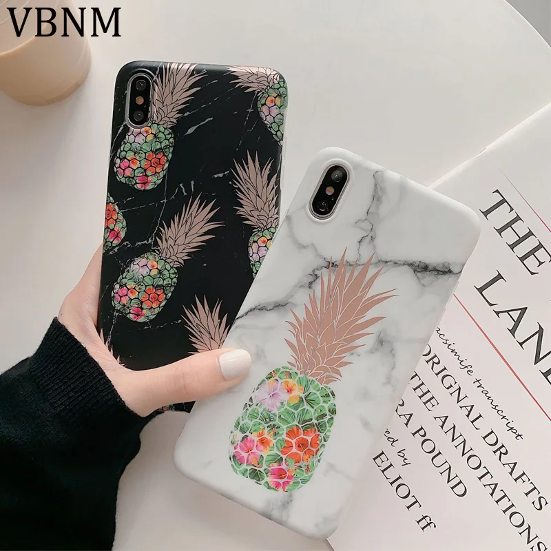 Bronzing ананас мраморный чехол для iPhone XR XS MAX X Силиконовый телефона 7 8 Plus 6 6s Мягкий