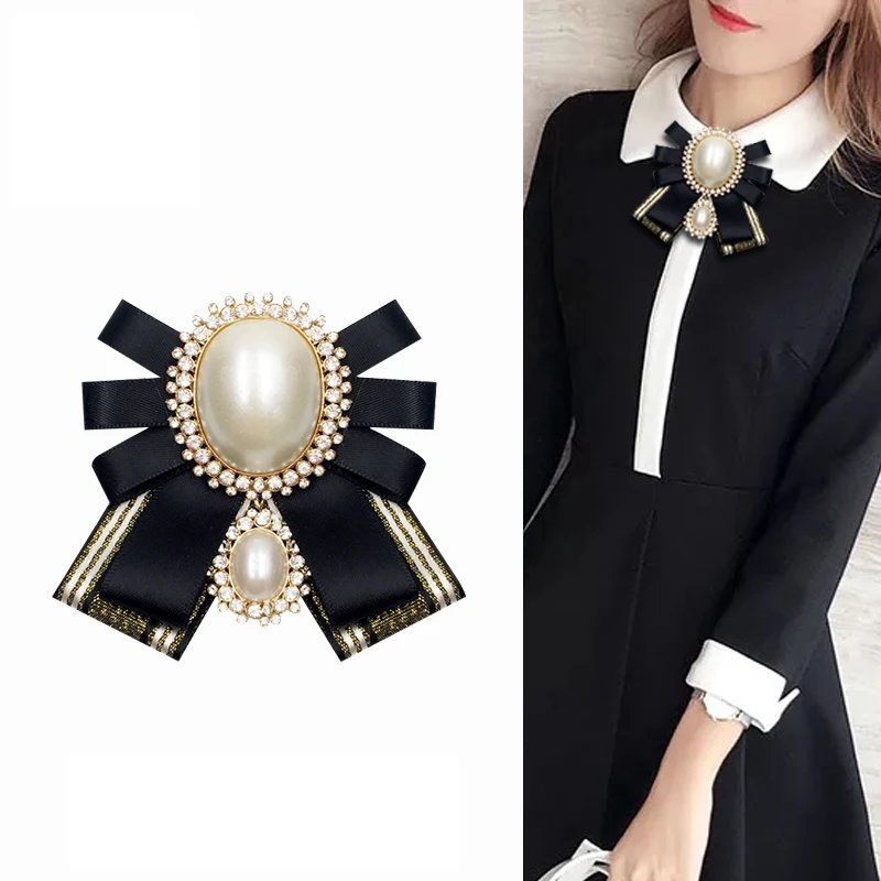 

New Women Bow Ties Female wedding College style Butterfly solid color preal Decoration bowtie Dress Shirt collar accessories