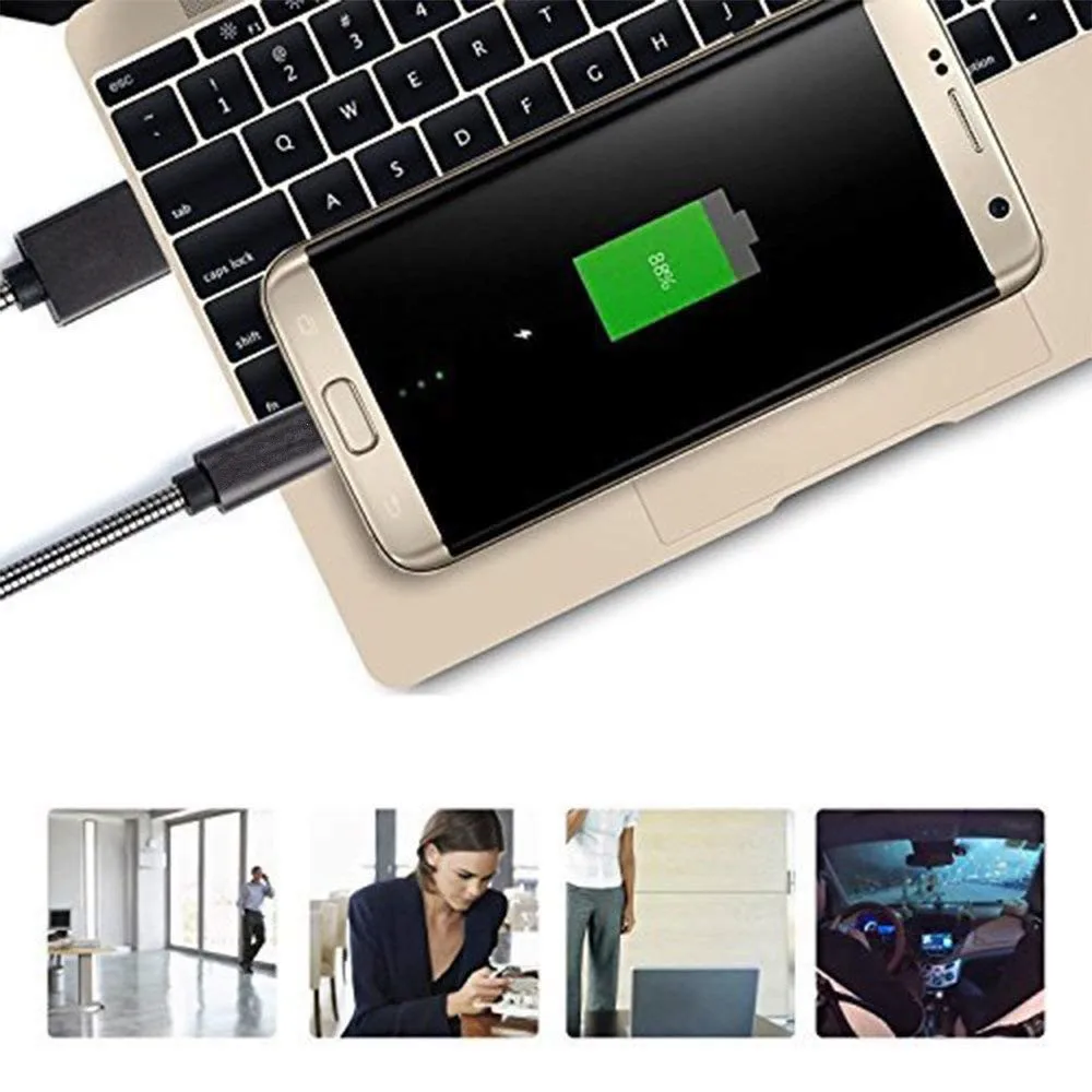 LASaiER нержавеющая сталь металл 2A Micro USB быстрая зарядка кабель синхронизации