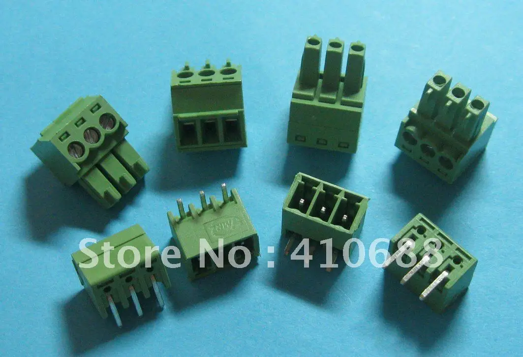 50 Pcs Pitch 3.5mm Angle 3way/pin Screw Terminal Block Connector Green Color T Pluggable Type | Обустройство дома