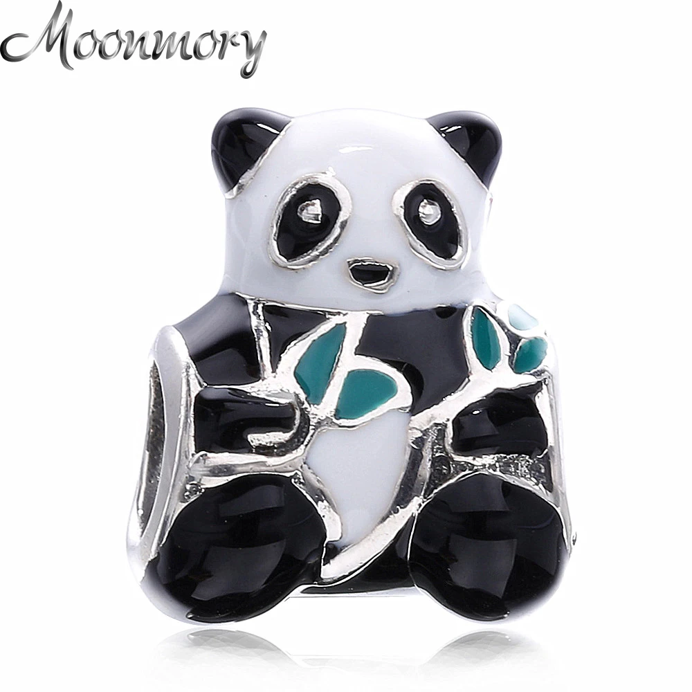 

Moonmory Sweet Panda 2017 Autumn 925 Sterling Silver Charm With Enamel Silver Bead Fit Pandora Bracelet DIY Jewelry Making