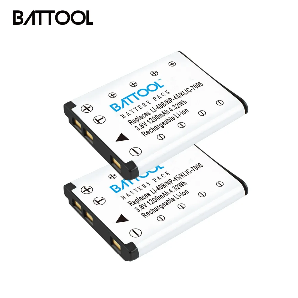 BATTOOL 2 шт 1200mAh Li-40B Li 40B Li-on Аккумулятор для Olympus/FUJIFILM Li-42B/Nikon EN-EL10/Fuji NP-45 JX355 JX370 EN EL10