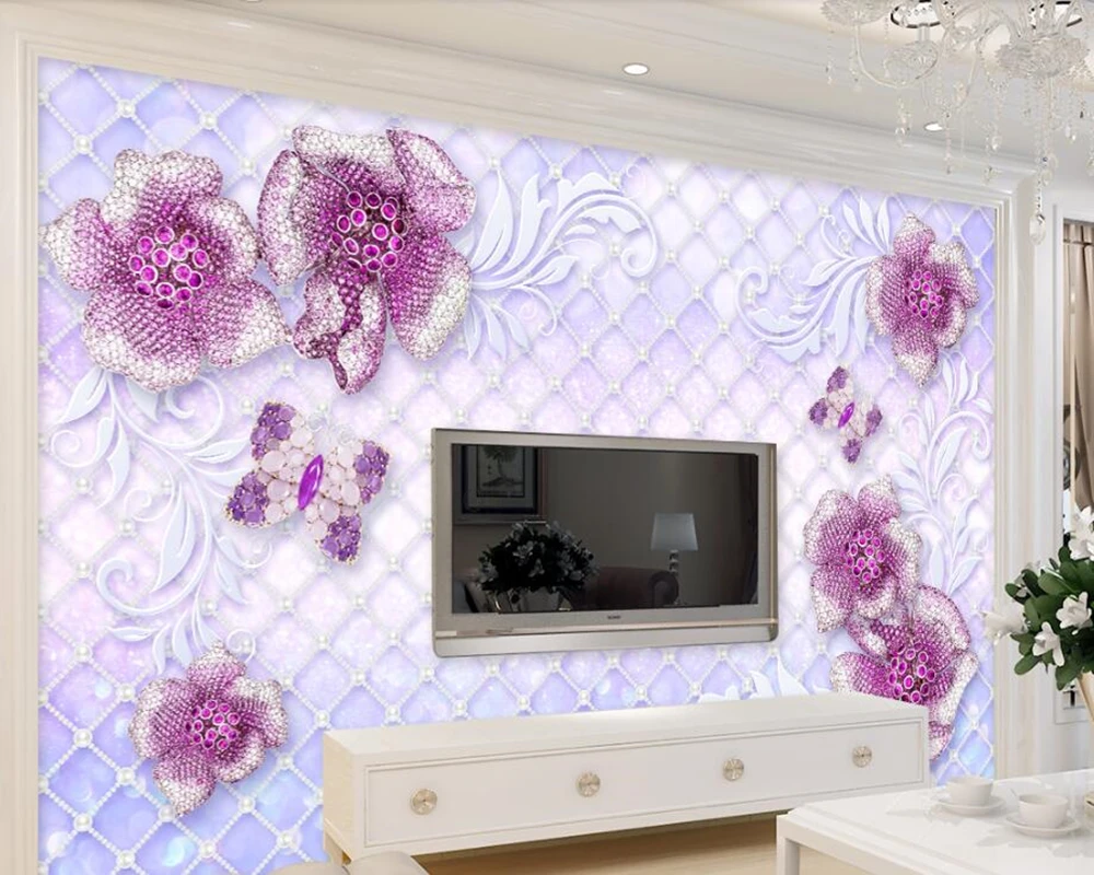 3D красивые фиолетовые розы украшения цветок росписи обоев papel де parede гостиная, спальня ТВ диван стены документы домашнего декора