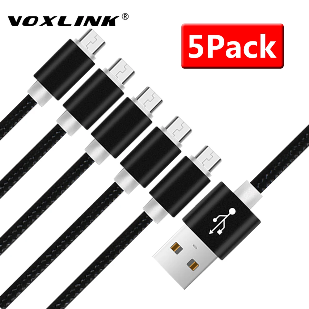 VOXLINK 5 Pack USB Cable 5V 2.4A Micro Charging Data Mobile Phone For Samsung S7 S6 Huaiwei Xiaomi Meizu LG HTC | Мобильные телефоны