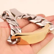8.46″ 17mm Huge Heavy Silver Gold Cuban Curb Casting Link Chain 316L Stainless Steel Cool Men’s Cuff Bracelet Jewelry 130g