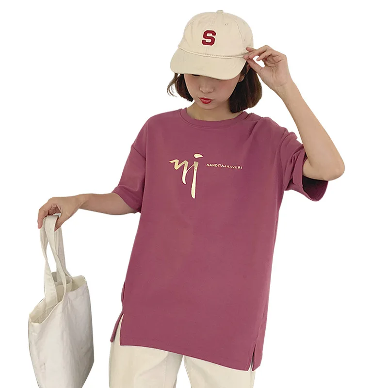 

A New Half-sleeve Summer Dress of 2019 Han Fan's Short-sleeved T-shirt with Loose Bf Round Collar