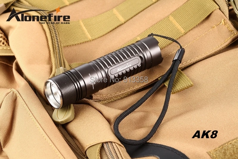 AloneFire AK8 CREE XM-L2 светодиодный 3 Режим HA III военный класс Жесткий анодированный мини легкий фонарик Фонарь для 18650 батареи