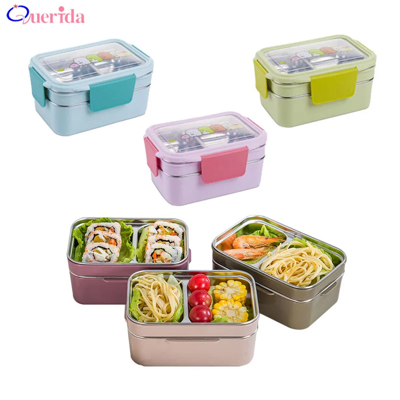 

Sealed Japanese Portable Lunch Box Stainless Steel School Leak-Proof Bento Box Kitchen Thermal Lunch Box For Kids Food Container