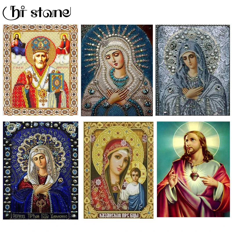

DIY Diamond Painting Cross Stitch 6 Picture Religion Icon 5d Diamond Embroidery Mosaic New Year Decoration Gift
