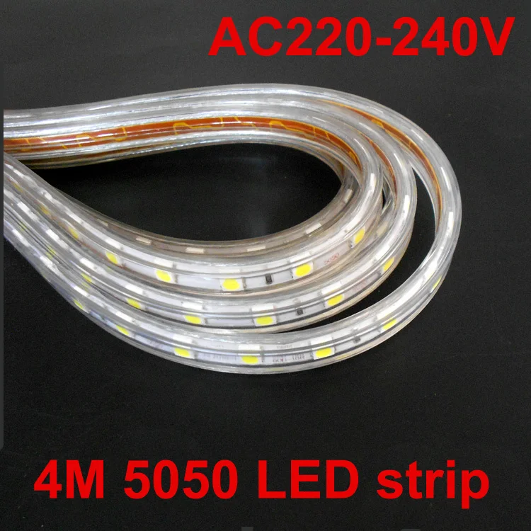 buy 4M set Waterproof led strip 220V 5050 SMD 60 LED Flexible Strip Light ,warm white Cool white,60leds m waterproof