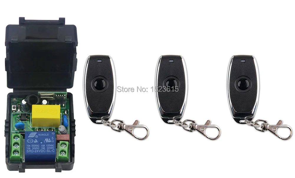 

latest AC 220 V 1CH Wireless Remote Control Switch System 1pcs Receiver + 3pcs one-button metal Remote 315mhz/433mhz