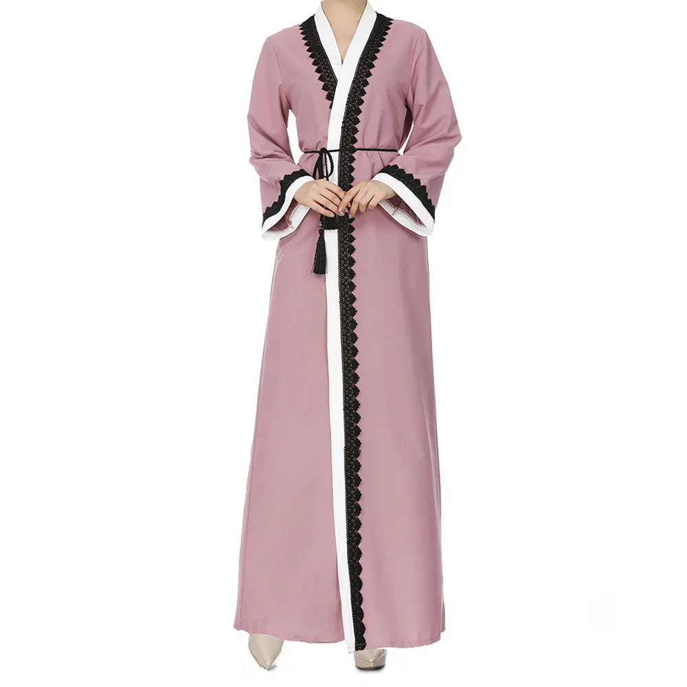 

KLV Muslim Abaya Full Dresses Loose Long Sleeve Cardigan Kimono Long Robe Tunic Middle East Ramadan Arab Islamic Hot Selling
