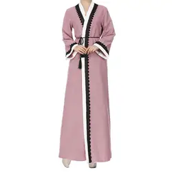 KLV Мусульманский Абая Длинные платья свободные с длинным рукавом Кардиган-кимоно длинный халат Туника Ближний Восток Рамадан Арабский