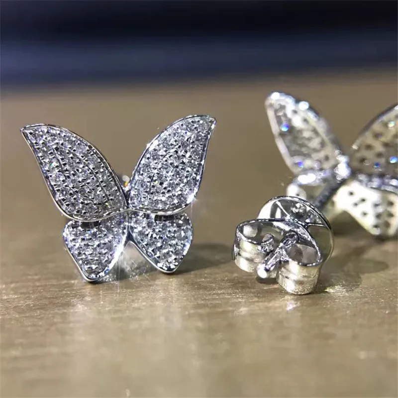 LASAMERO 0.17CTW галстук-бабочка натуральный бриллиант Кластерные серьги 18 к белое золото бриллиант Halo Серьги гвоздики прекрасные ювелирные изделия, серьги-гвоздики