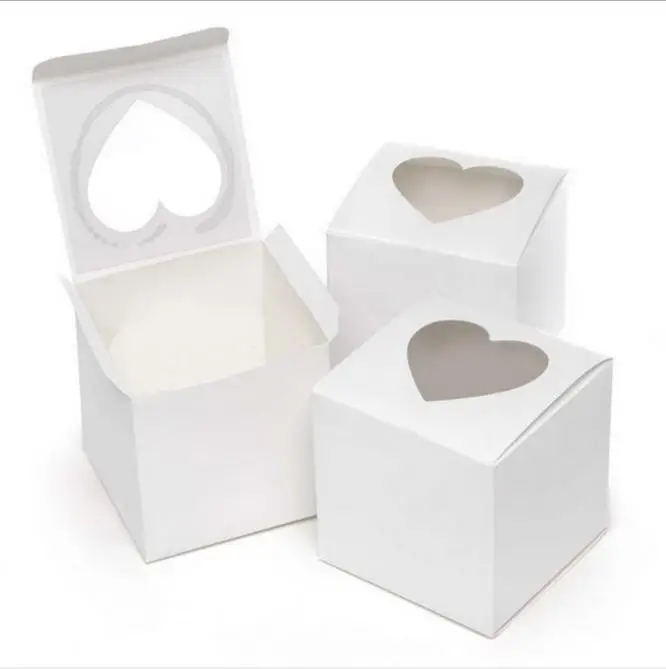 6*6*6cm White Color Paper Material Heart Shape Single Cupcake Box Packaging Cake Boxes for Wedding Decoration Gifts 100pcs/lot | Дом и сад